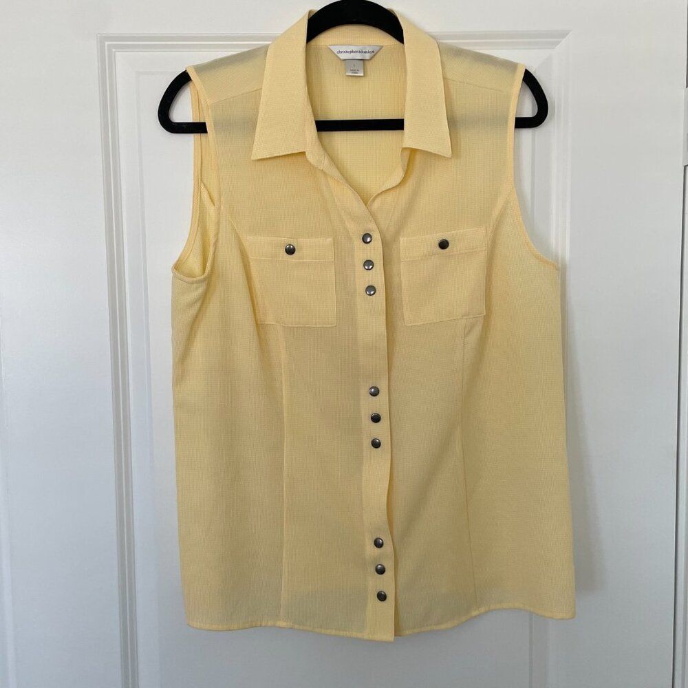 Christopher & Banks Yellow Sleeveless Snap-Front Shirt – Size Large